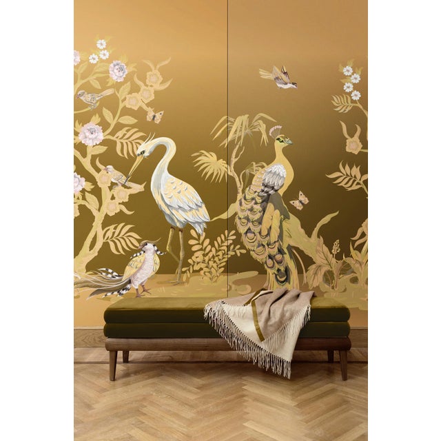 Peacock and Herons Fabric Wall Covering by Chiara Mennini for Midsummer-Milano For Sale - Image 4 of 7