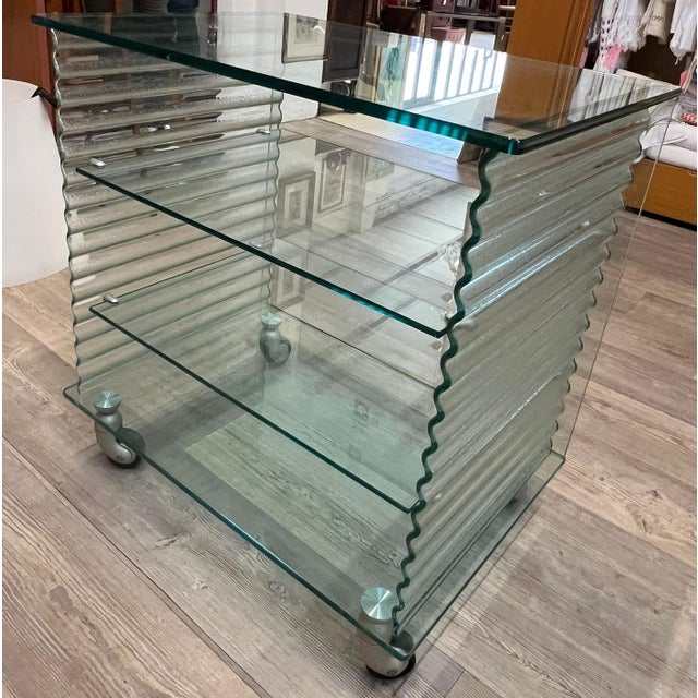 Tempered Glass Trolley from Fiam-Pesaro For Sale - Image 3 of 10