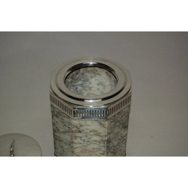 Art Deco Alabaster and Silver Metal Ice Bucket, 1930s For Sale - Image 3 of 8