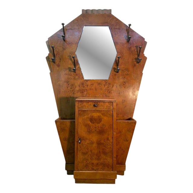 Art Deco Coat Rack in Elm Burl For Sale