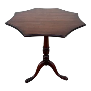 Scalloped Edge Inlaid Octagonal Mahogany Lamp Side Table