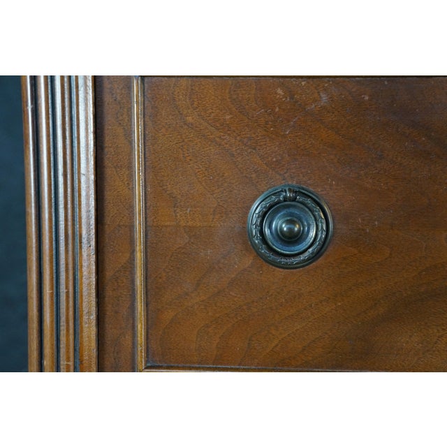 Antique Sheraton Style Book Matched Walnut Four Drawer Tallboy Dresser 49" For Sale - Image 12 of 17
