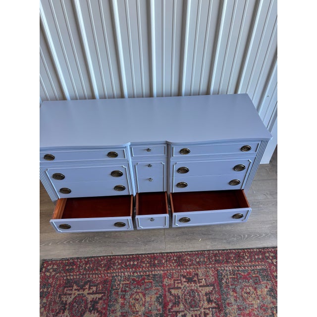 Vintage French Provincial Style Dresser in French Blue With Dark Bronze Hardware For Sale - Image 6 of 8