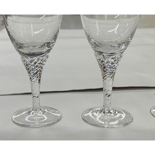 Mid-Century Modern Set of Vintage Wine Glasses With Swirled Stems For Sale - Image 3 of 4