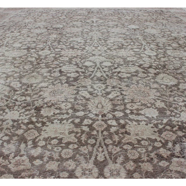 Beige Antique Turkish Oushak Rug With All-Over Design in Earth Tones For Sale - Image 8 of 13