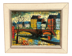 Sigma, City Motif with Bridge, 1960s, Oil on Canvas, Framed