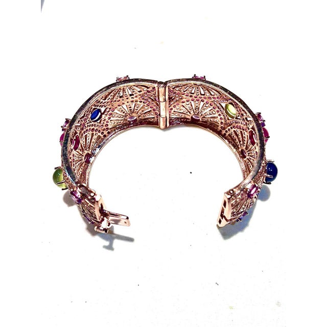 Bochic "Capri" Natural Ruby, Sapphire & Emerald Cuff Set In 18K Gold & Silver For Sale - Image 18 of 18
