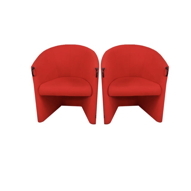 Set of Red Armchairs from Arflex, Italy, 1980 For Sale