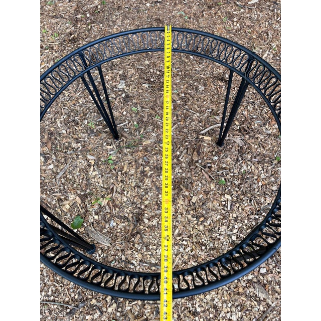 Attributed to Maurizio Tempestini for John Salterini “Ribbon” Wrought Iron Dining Table With 54” Glass Top, C. 1950s For Sale - Image 10 of 11