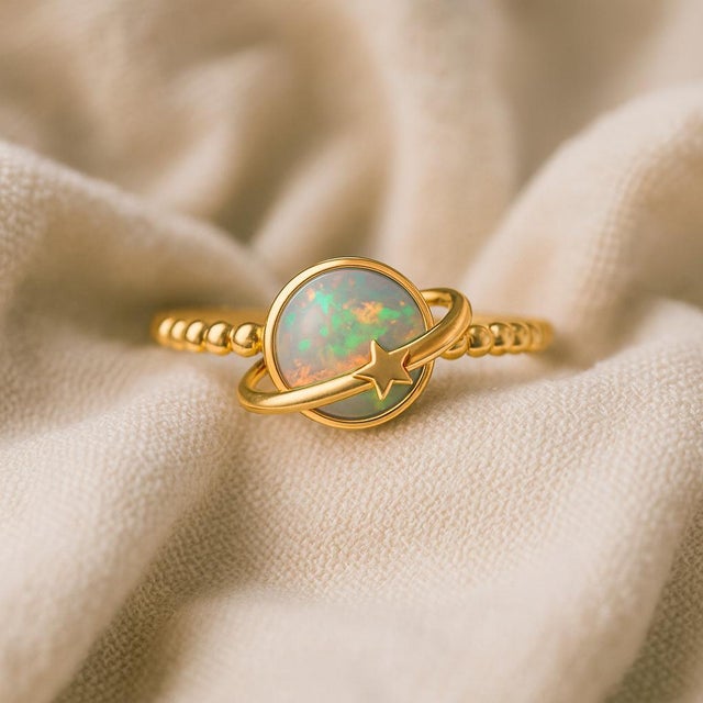 Not Yet Made - Made To Order 14k Gold Ring With Opal Cabochon, Size 6.75 For Sale - Image 5 of 5
