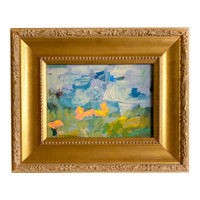 "Flower Picking" 2026 Mini Painting With Vintage Frame by Jessalin Beutler For Sale