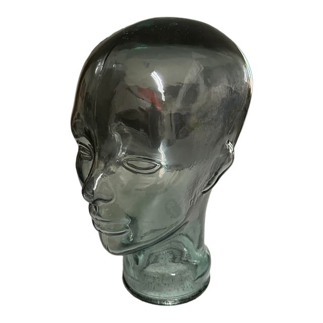 Vidrios San Miguel Recycled Glass Clear Green Mannequin Head Sculpture Spain For Sale