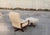 Set of Mid-Century Swivel Armchair and Ottoman in Tweed and Wood, 1970 For Sale - Image 11 of 14