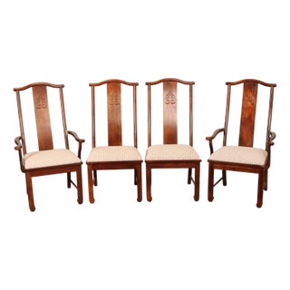Bernhardt Chinese Style Set of Four Yoke Back Dining Chairs For Sale