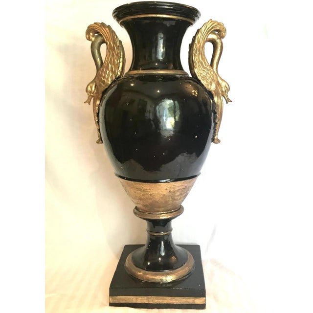 French 19th Century French Monumental Terracotta Cobalt Blue Glazed Vase For Sale - Image 3 of 13