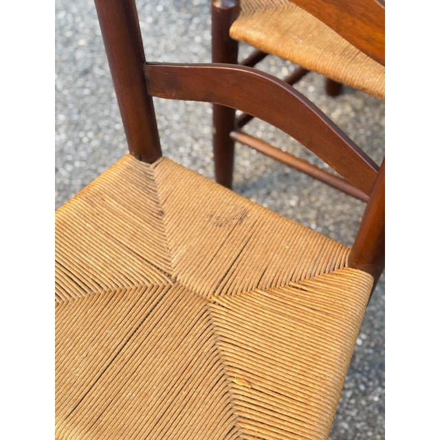 Mid 20th Century Set of 6 French Provincial Ladderback Dining Chairs With Rush Seats For Sale - Image 9 of 12