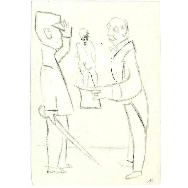 Magician is a charcoal Drawing realized by Mino Maccari (1924-1989) in the 1980s. Monogrammed on the lower. Good...