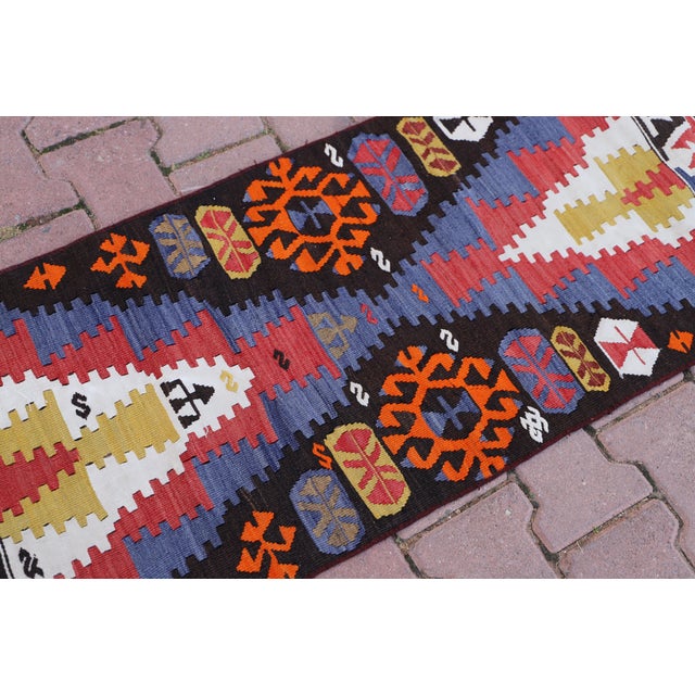 Textile 1960s Ethnic Traditional Anatolian Hand Knotted Kilim Rug For Sale - Image 7 of 10