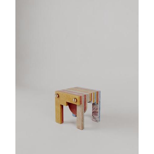 Architectural Layered Marble Stone Strata Stool by Esther Knopfler For Sale - Image 6 of 12