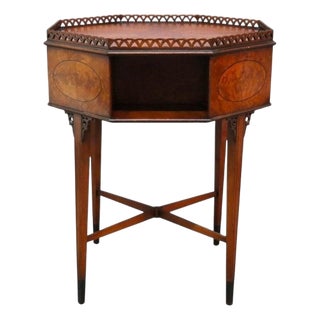 Royal Furniture Robert W. Irwin Flame Mahogany Banded Octogonal Book Stand C1920 For Sale