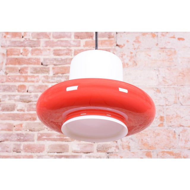 Socket: E27 This original and artistically playful pendant chandelier dates from the 1960s in Czechoslovakia and bears the...