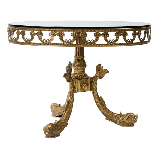 Hollywood Regency Koi Brass Coffee Table, 1970s For Sale