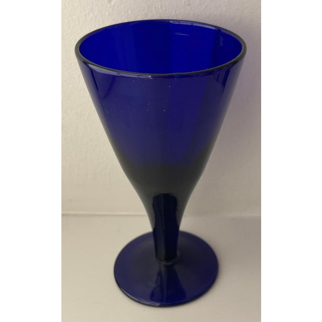 Antique Early 19th Century English George III Blue Cobalt Wine Glasses - Set of 4 For Sale - Image 18 of 18