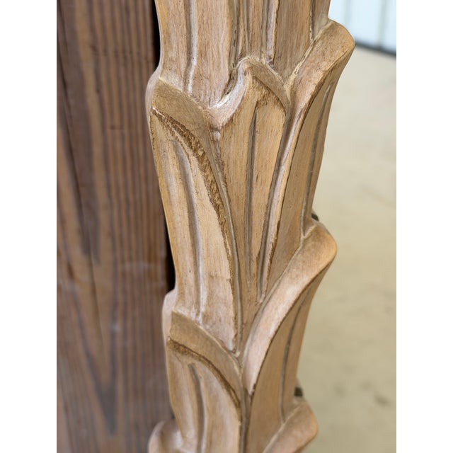 Wood Vintage Carolina Mirror Carved Palm Leaf Wall Mirror – Coastal Organic Modern For Sale - Image 7 of 12