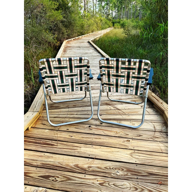 Vintage Rio Backyard Collection Aluminum Webbed Patio Chairs, Pair For Sale - Image 12 of 14