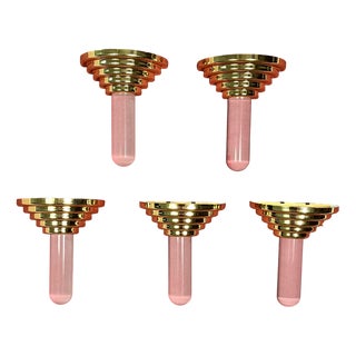 Vintage Hollywood Regency Style Halogen Wall Lamps, 1970s, Set of 5 For Sale