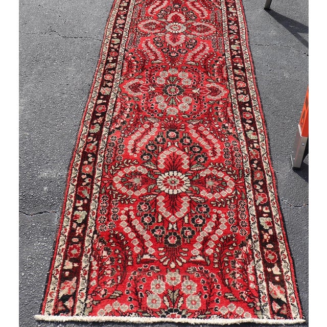 Vintage Lilihan Runner With Red Field and Bold Floral Medallion Design For Sale - Image 11 of 13