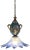 Antique Sevres-Style Bleu Celeste Romantic Floral Porcelain With Murano Art Glass Lotus Blue Shade For Sale - Image 13 of 17