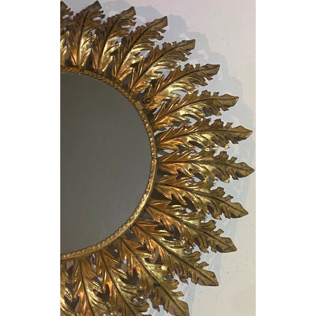 Vintage Italian Gilded Sunburst Mirror, 1960s For Sale - Image 9 of 18