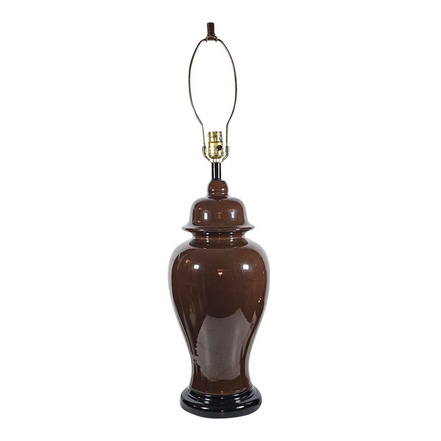 Vintage Large Chocolate Ginger Jar Lamp For Sale