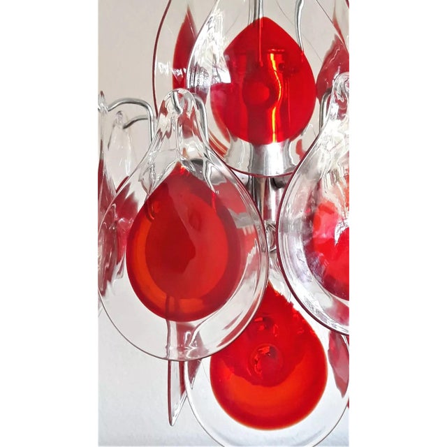 Vintage Chrome 16 Arms Pendant/Ceiling Lamp attributed to Vistosi, Italy, 1970s For Sale - Image 4 of 12