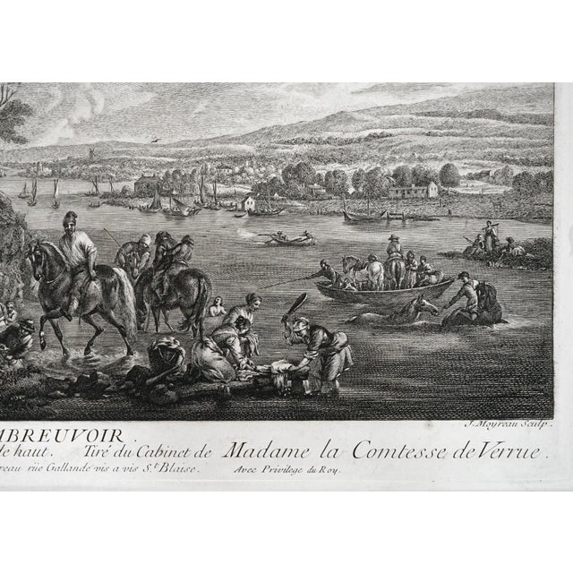 19th Century Antique Dutch Genre Landscape Etching L’Abreuvoir After Wouwermens Framed For Sale - Image 5 of 5