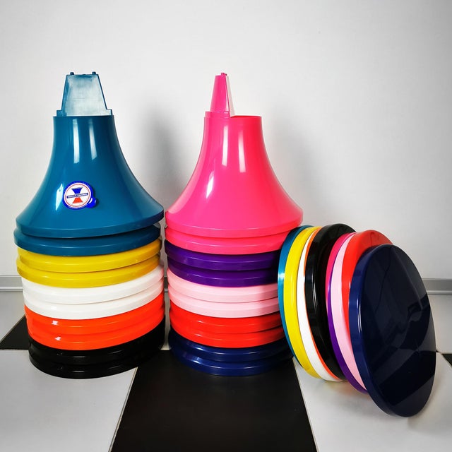 Tam Tam Tulip Stool Vintage Space Age by Henry Massonnet Atomic Pink Made in France For Sale - Image 6 of 6