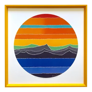 Arthur Secunda Vintage 1981 " Roundscape " Modernist Framed Limited Edition Fine Art Lithograph Print