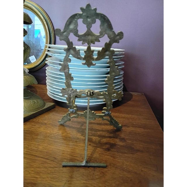 Brass 1960s Brass Easel Stand - Ornate Baroque Scrollwork Display Stand For Sale - Image 8 of 9