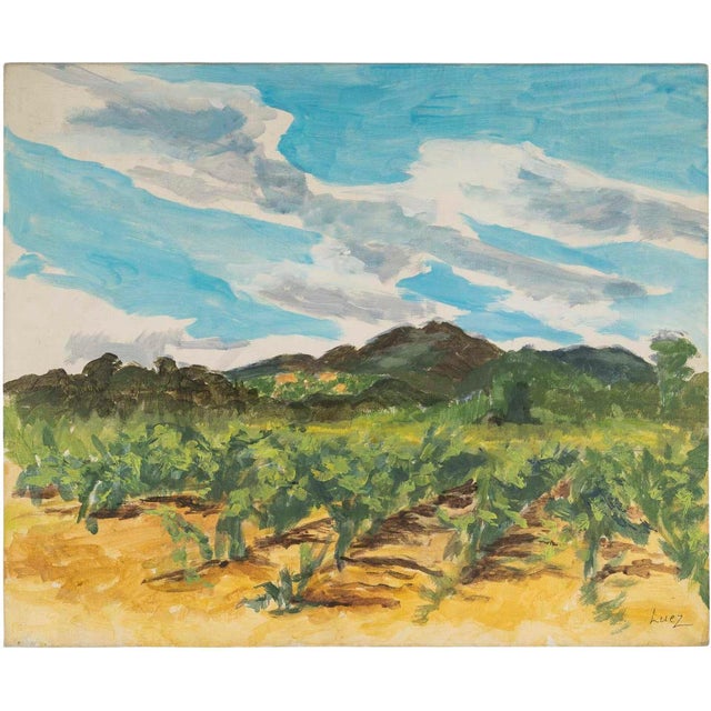 Evelyne Luez, Landscape, Oil on Cardboard For Sale