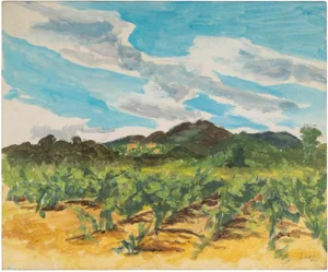 Evelyne Luez, Landscape, Oil on Cardboard