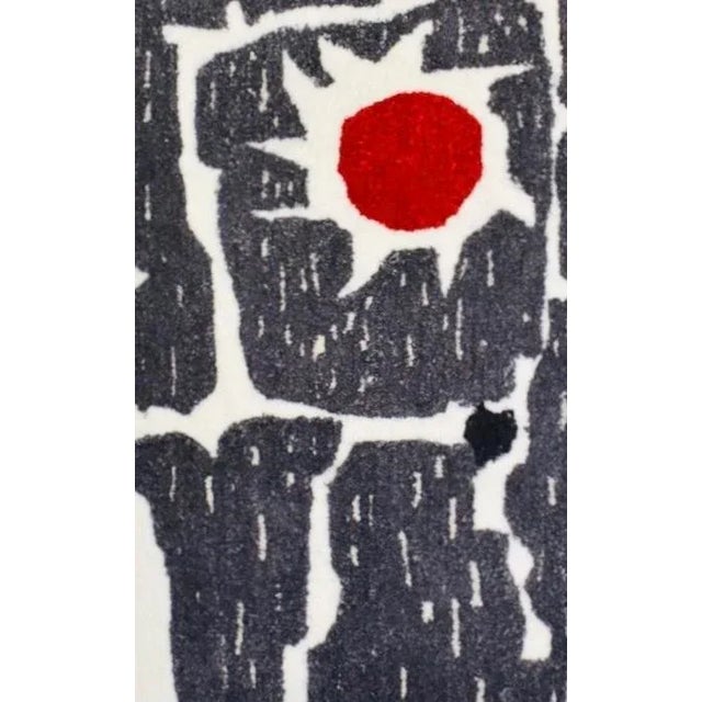 Joan Miró Mid Century Modern Scandinavian Calder Miro Style Handmade Tufted Abstract Art Textile Wall Hanging For Sale - Image 4 of 12