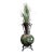 Artisan Glazed Ceramic Vase on Wrought Iron Stand With Sculptural Horn Accent For Sale