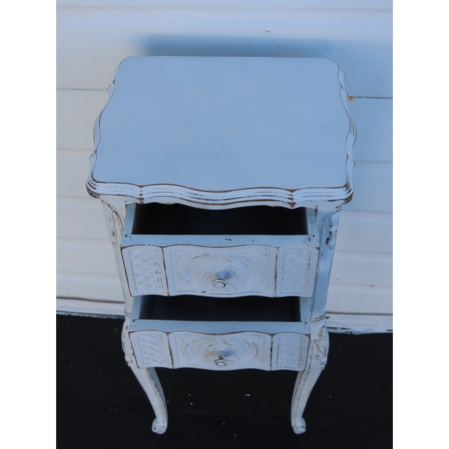French Early 1900s Shabby Chic Distressed Painted Nightstand Side End Table 6401 For Sale - Image 4 of 11