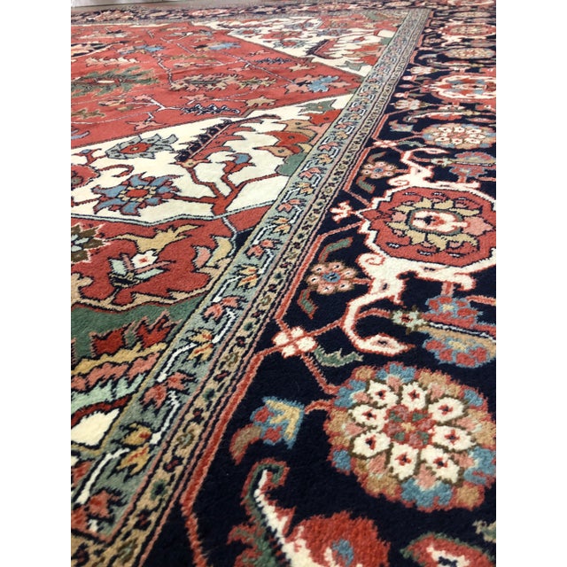 Orange 1970s Persian Heriz Area Rug 9'3"×12'8" For Sale - Image 8 of 13
