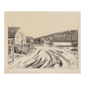 1968 Gyarfas Gabor European Village Landscape Etching