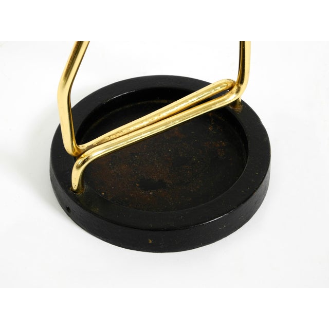 Metal Mid-Century Modern Umbrella Stand in Brass and Black Cast Iron Base, 1950s For Sale - Image 7 of 11