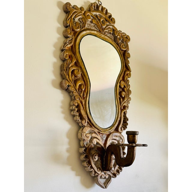 Italian 20th Century Florentine Style Mirror With Candle Bracket. For Sale - Image 3 of 18
