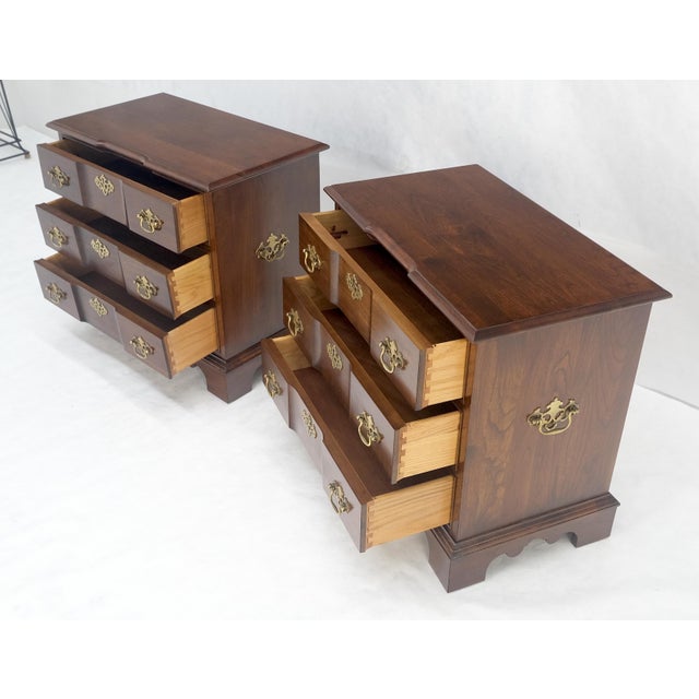 Pair of Solid Cherry 3 Drawers Block Front Nightstands End Tables Stands MIINT For Sale - Image 14 of 18