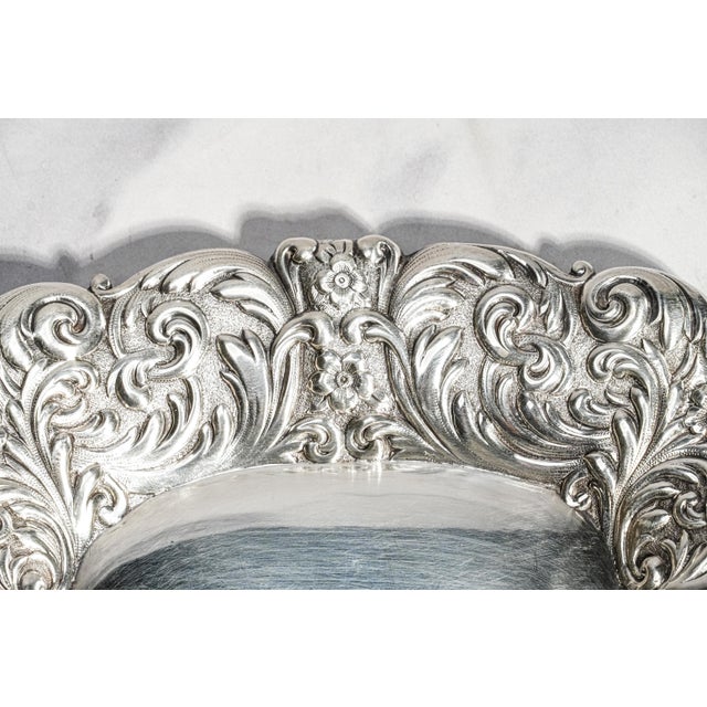 Metal Stunning Ornate Floral Repoussé Antique Gorham Sterling Silver Jewelry Tray Vanity Catchall Luxury For Sale - Image 7 of 13